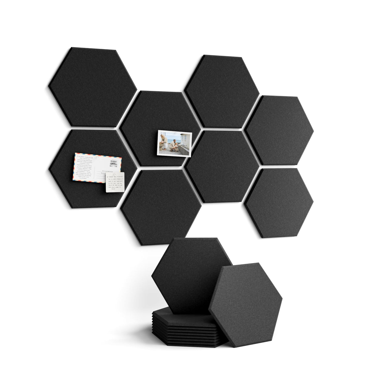 Blue Hexagon Felt Pin Board Tiles, 12 Pack
