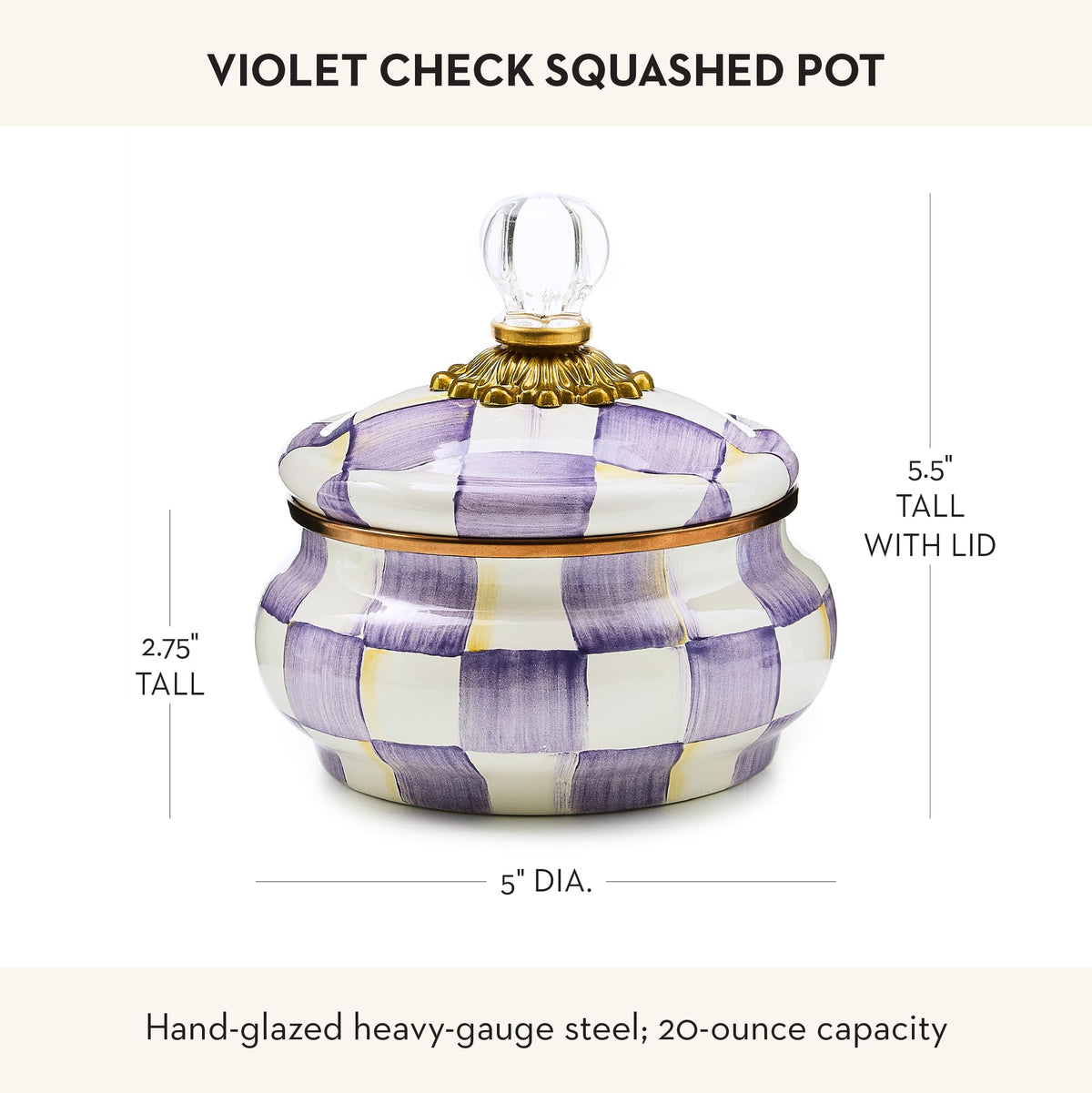MacKenzie-Childs Enamel Squashed Pot, Royal Check