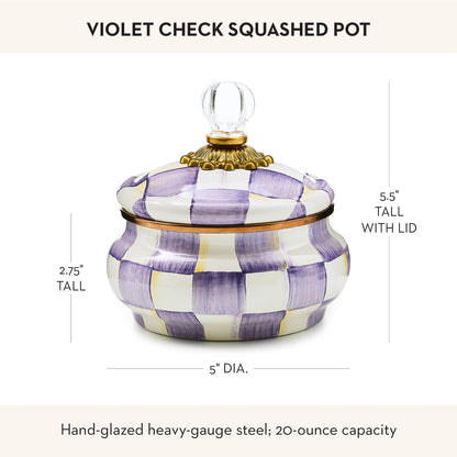 MacKenzie-Childs Enamel Squashed Pot, Royal Check