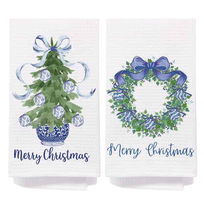Chinoiserie Christmas Kitchen Hand Towels, 16x24 Inch