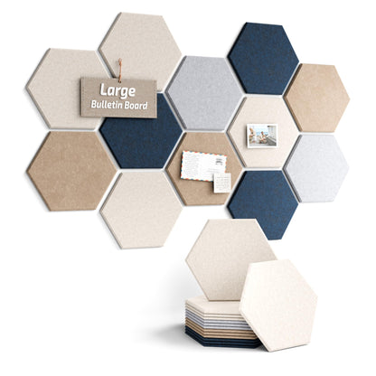 Blue Hexagon Felt Pin Board Tiles, 12 Pack