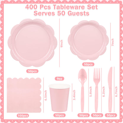 Blue Scalloped Paper Plates and Napkins, Serves 24