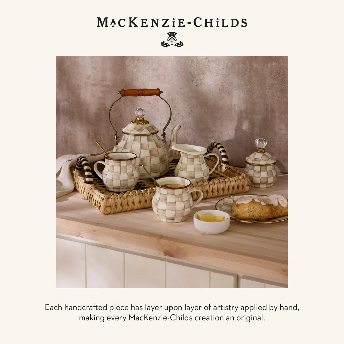 MacKenzie-Childs Glass Sweets Jar, Royal Check