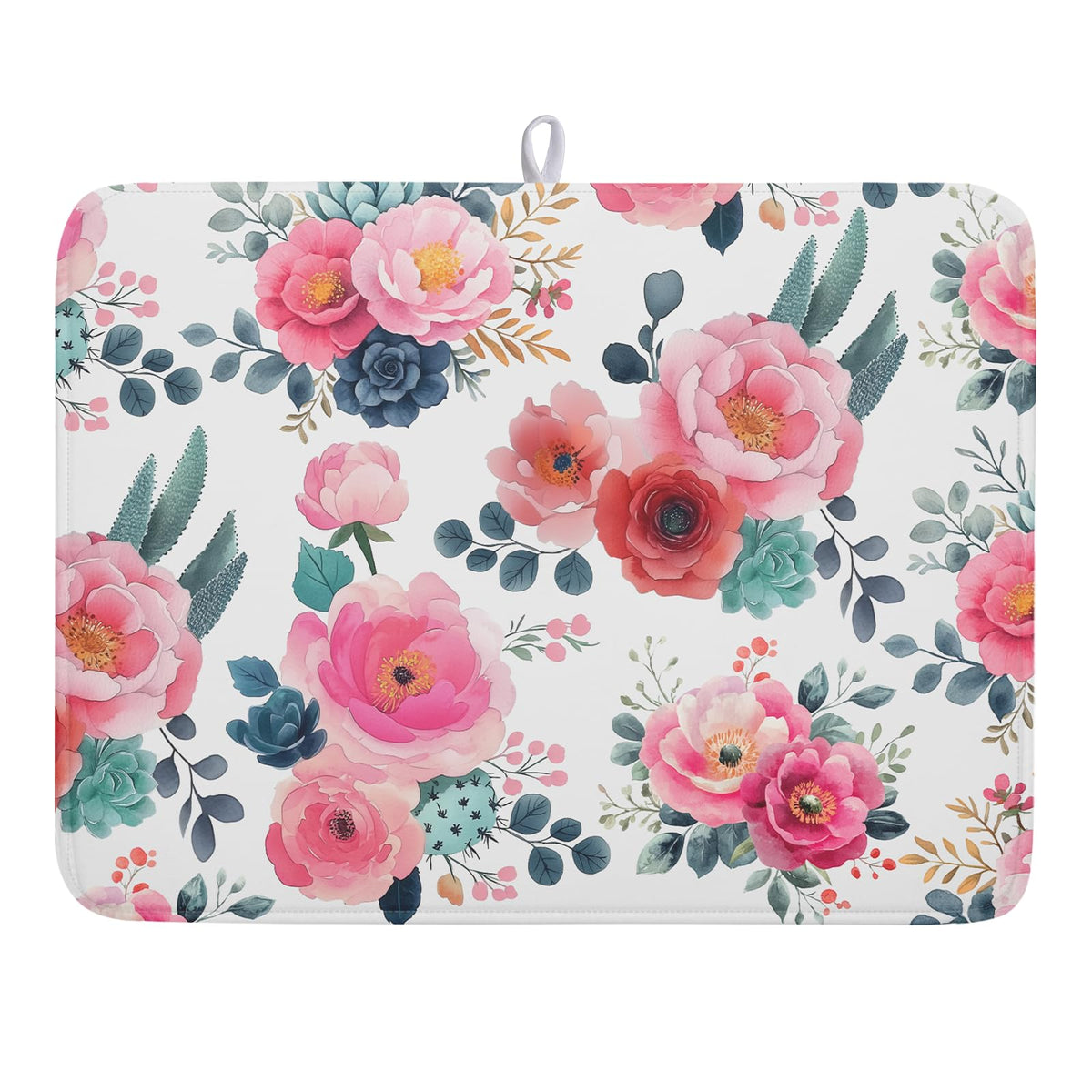Blue Chinoiserie Floral Dish Drying Mat
