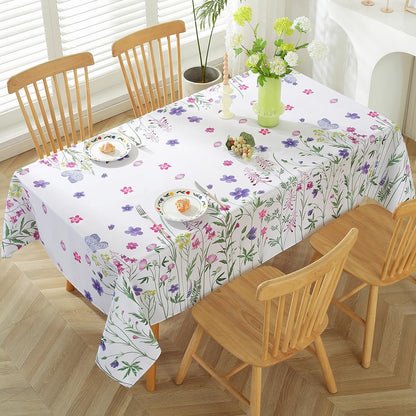 Blue and White Floral Tablecloth, Rectangle