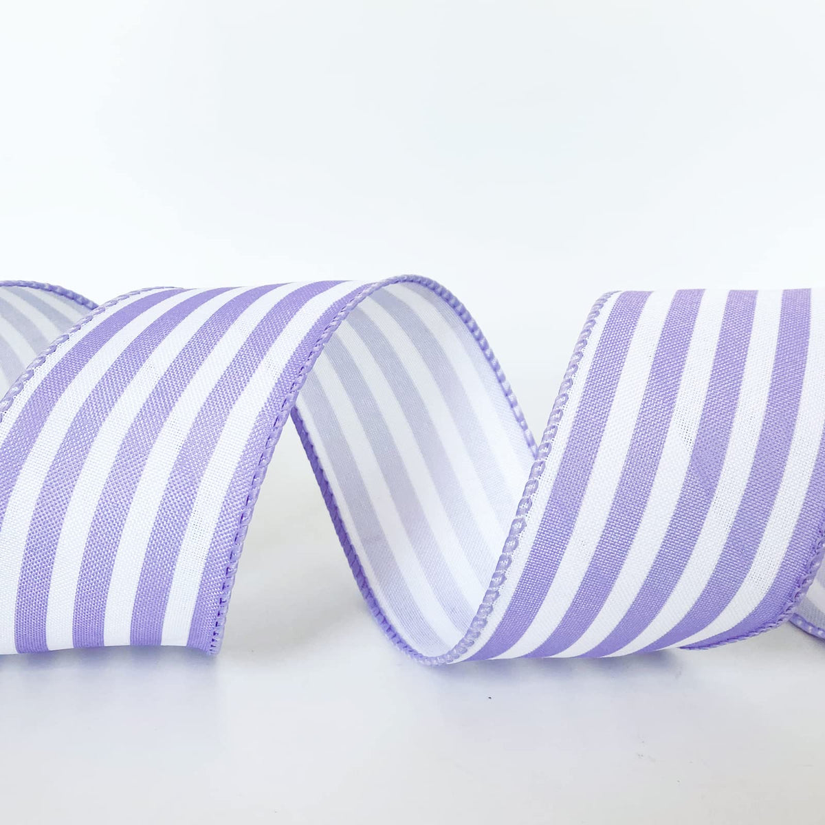 Royal Blue and White Striped Wired Ribbon, 2.5 Inch