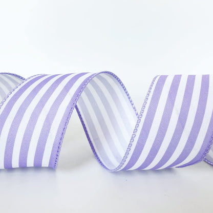 Royal Blue and White Striped Wired Ribbon, 2.5 Inch