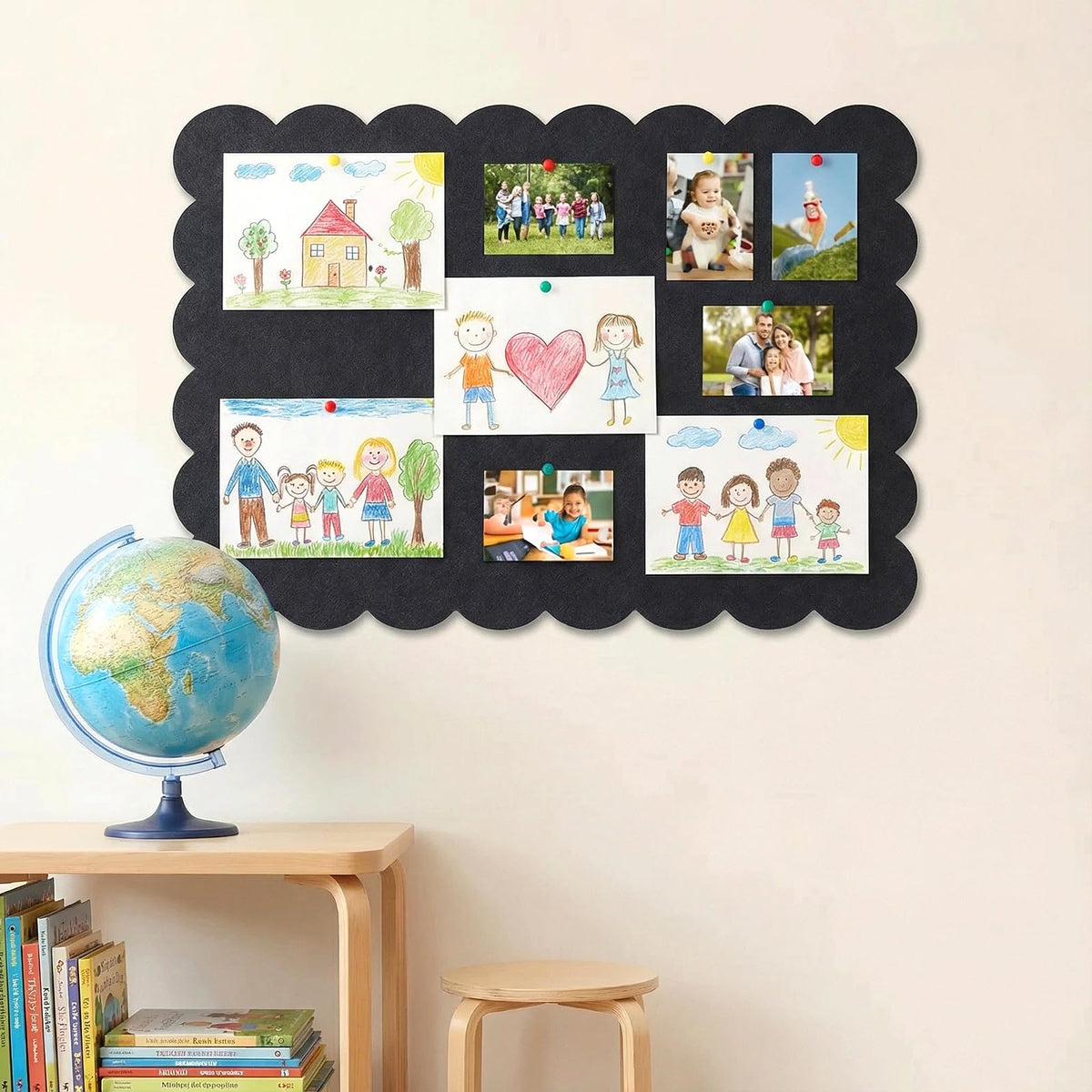 Dark Blue Scalloped Felt Bulletin Board