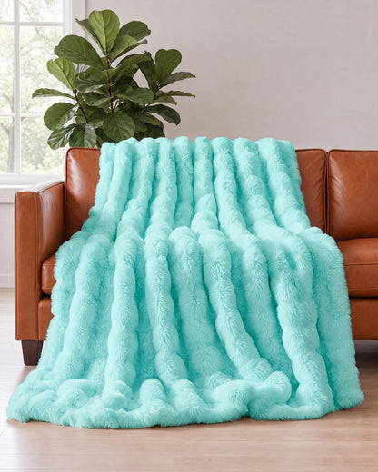 Faux Fur Bubble Throw Blanket, 50 x 60 Inch