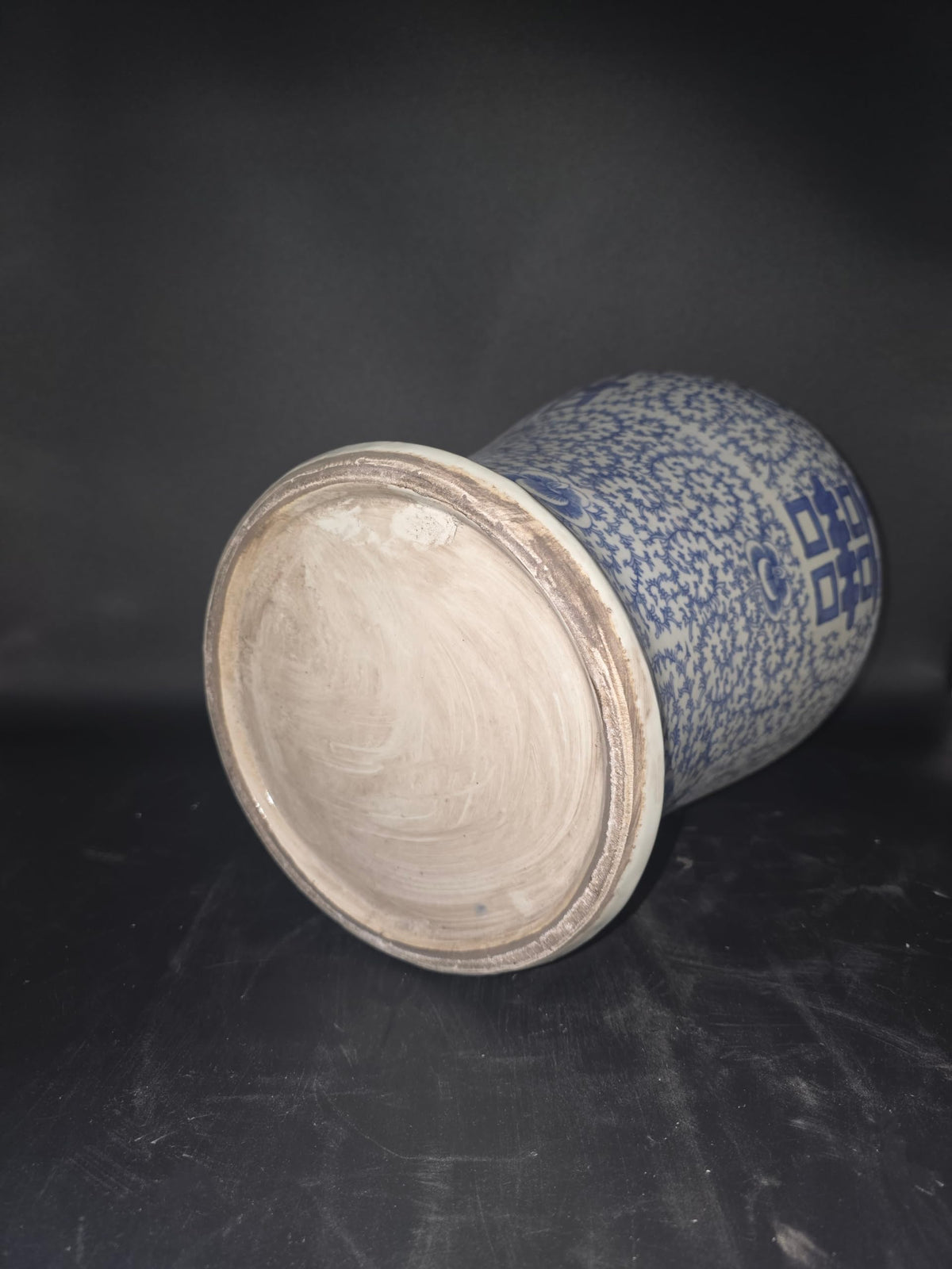 Blue and White Lotus Ginger Jar, 19 Inch