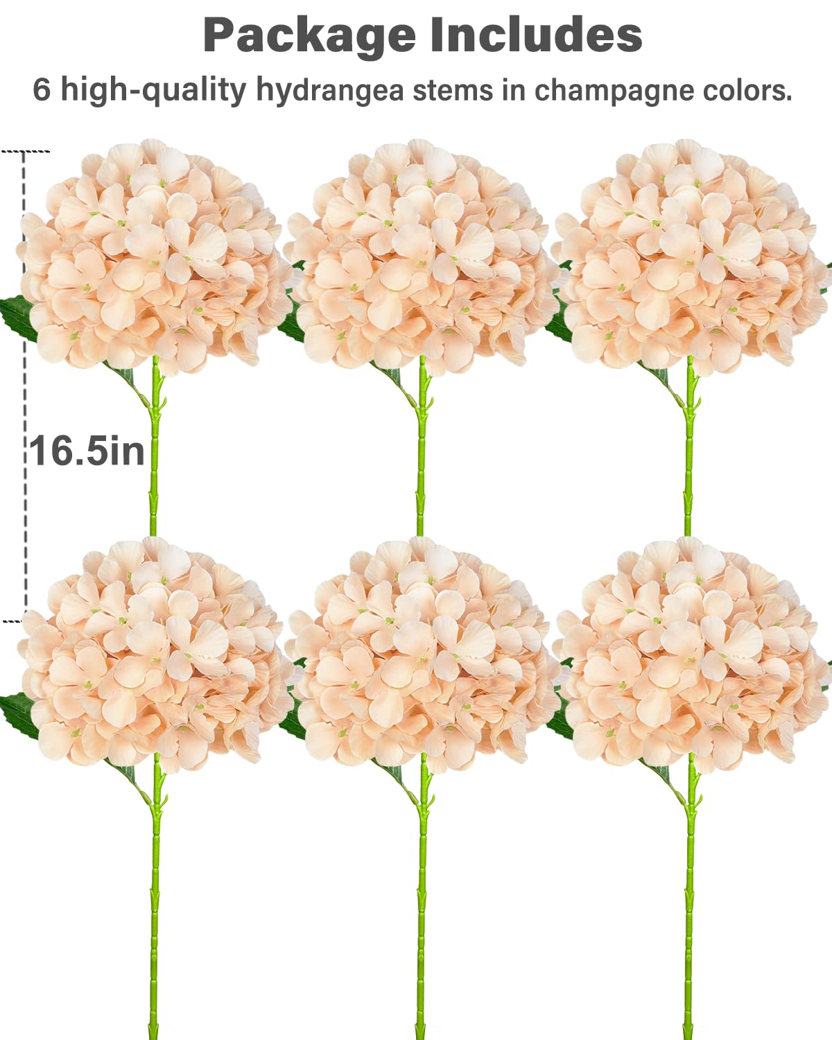 Blue Hydrangea Faux Flowers, 6 Stems