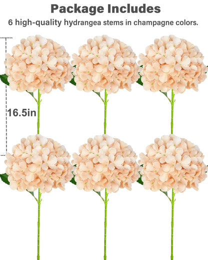 Blue Hydrangea Faux Flowers, 6 Stems