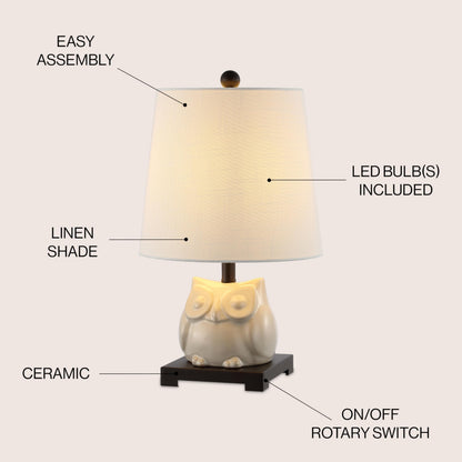 Justina Owl Mini Table Lamp, Ceramic