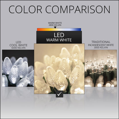 Blue C9 LED Christmas Light Set, 25 Bulbs