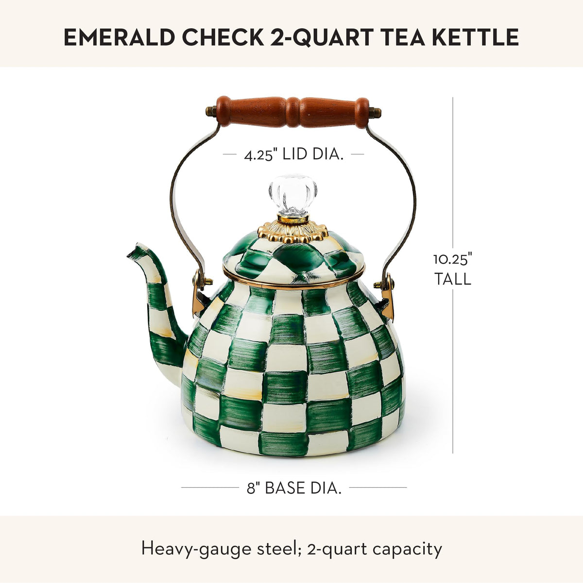 MacKenzie-Childs Enamel Tea Kettle, Royal Check