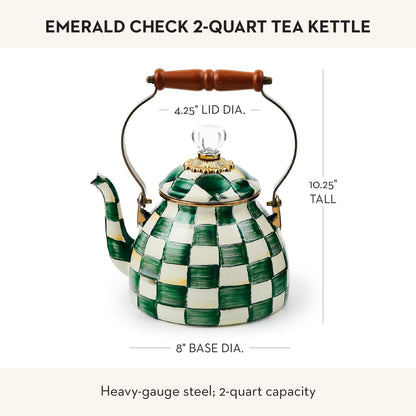 MacKenzie-Childs Enamel Tea Kettle, Royal Check