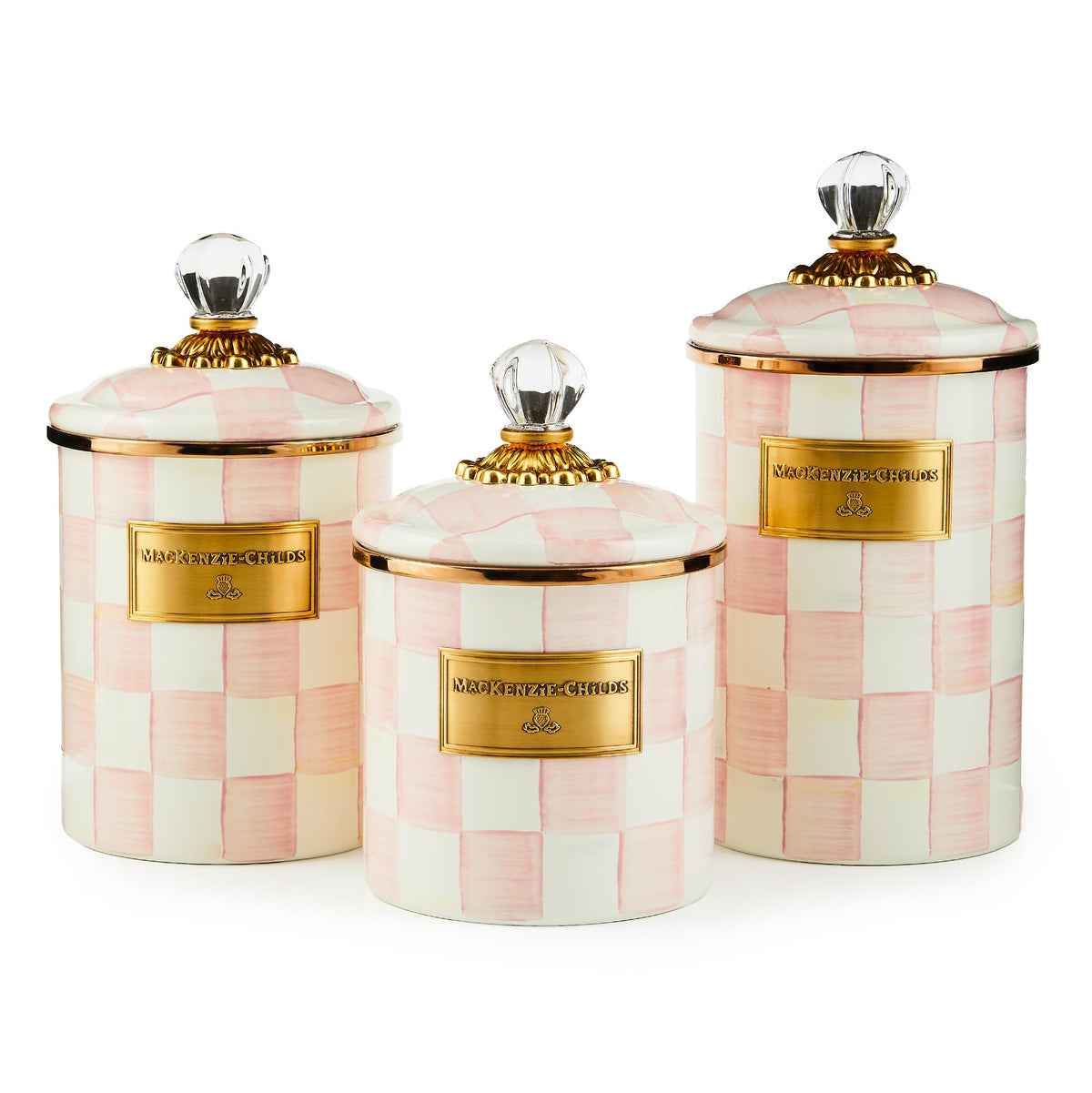 MacKenzie-Childs Enamel Canister Set, Royal Check