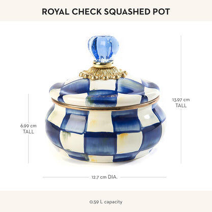 MacKenzie-Childs Enamel Squashed Pot, Royal Check