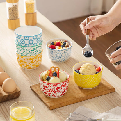 Floral Ceramic Ramekins, Set of 6
