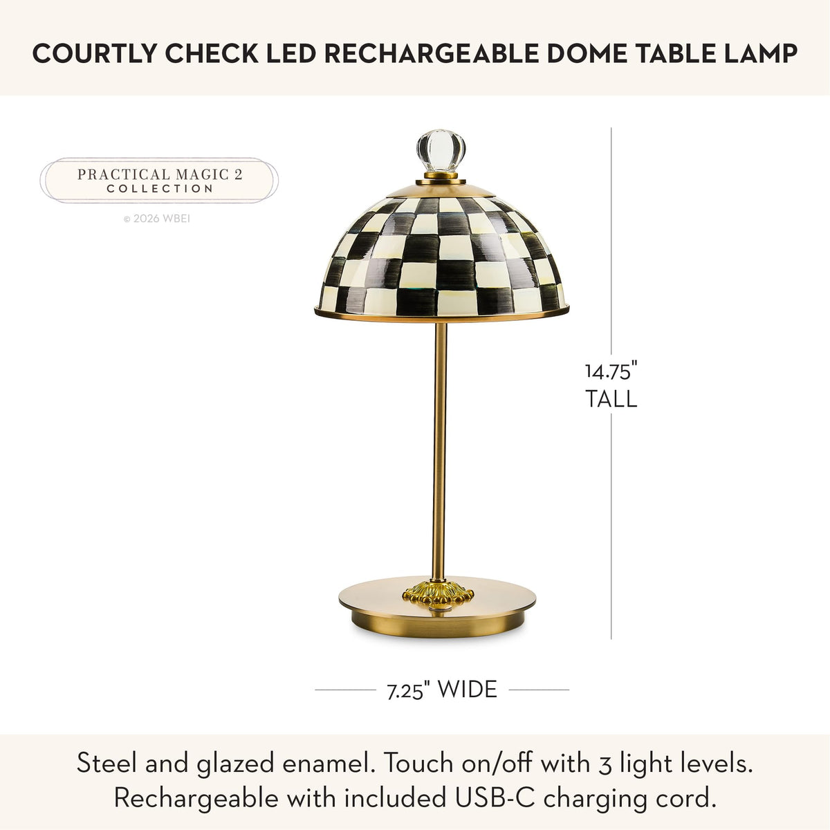 MacKenzie-Childs LED Dome Table Lamp, Sky Check