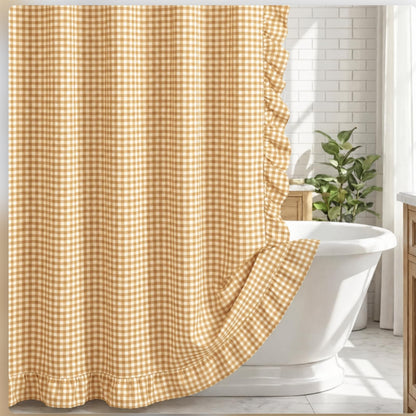 Ruffled Gingham Shower Curtain, 72 x 72