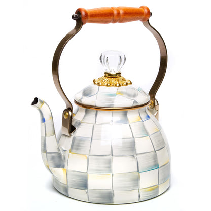 MacKenzie-Childs Enamel Tea Kettle, Royal Check