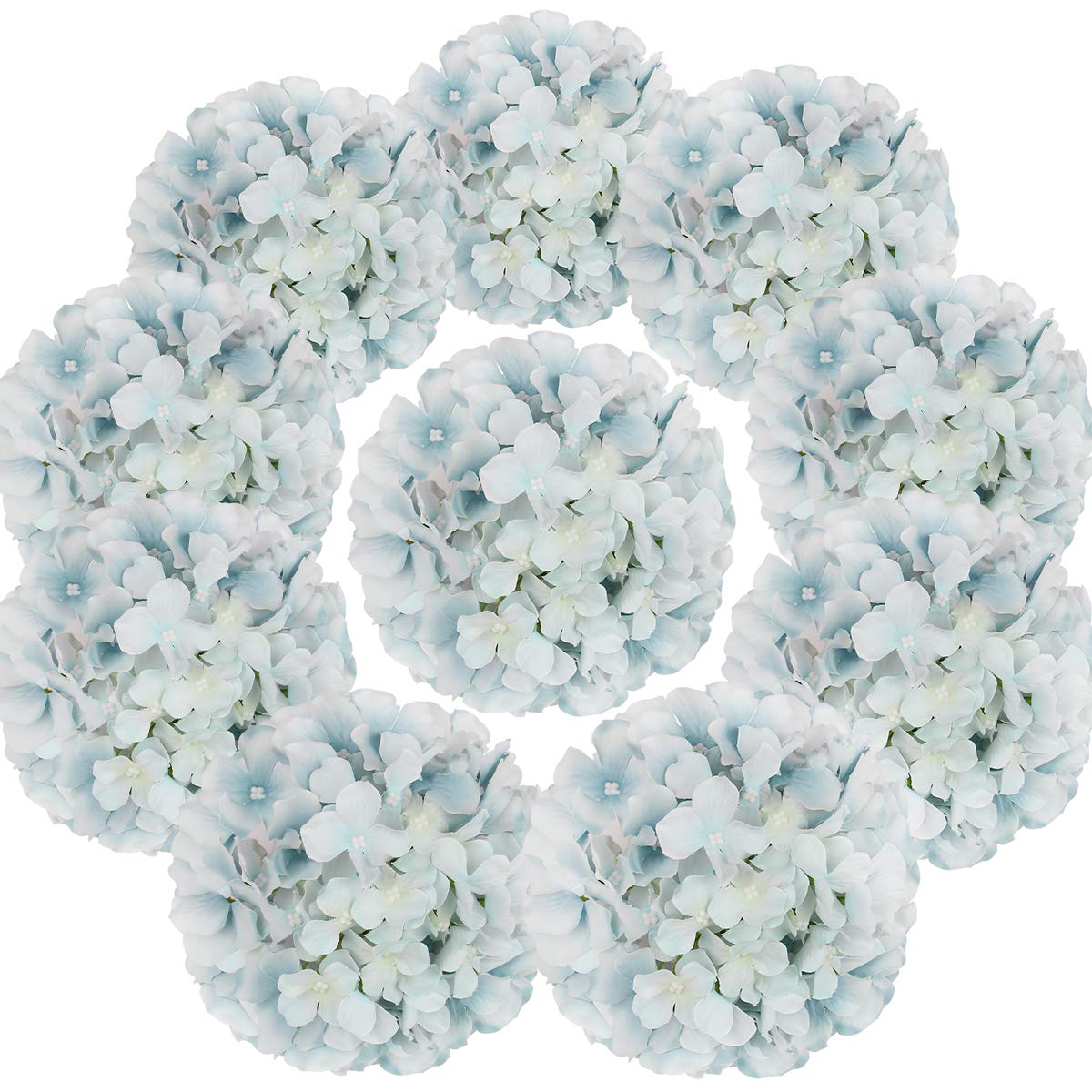 Silk Hydrangea Heads with Stems, Pack of 10