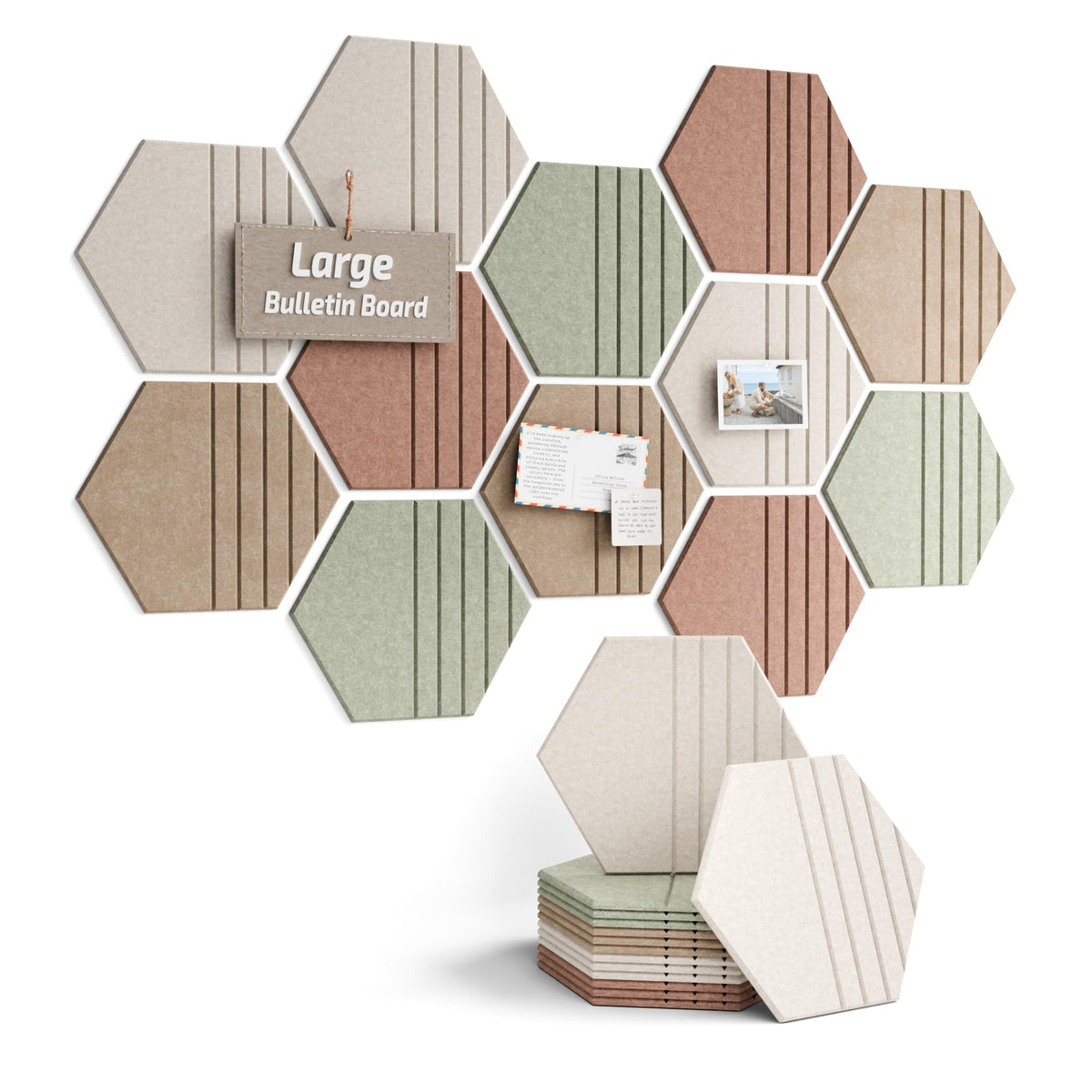 Blue Hexagon Felt Pin Board Tiles, 12 Pack