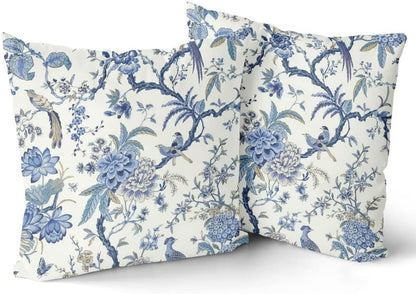 Blue and White Chinoiserie Pillow Covers, 18x18, Set of 2