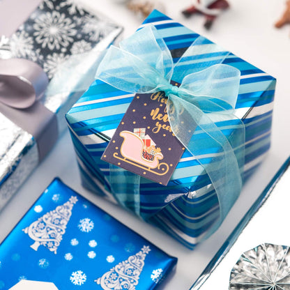 Christmas Wrapping Paper Rolls, Blue and Silver, 4 Rolls