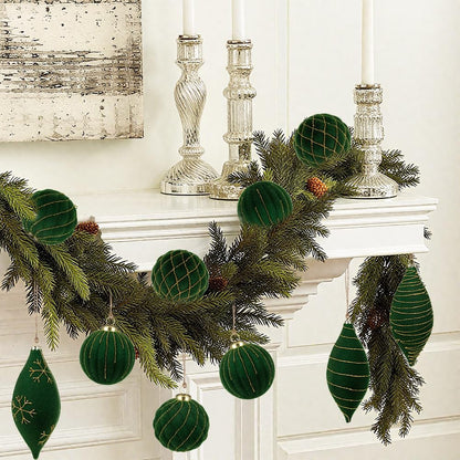 Royal Blue Velvet Christmas Ornament Balls, Set of 12