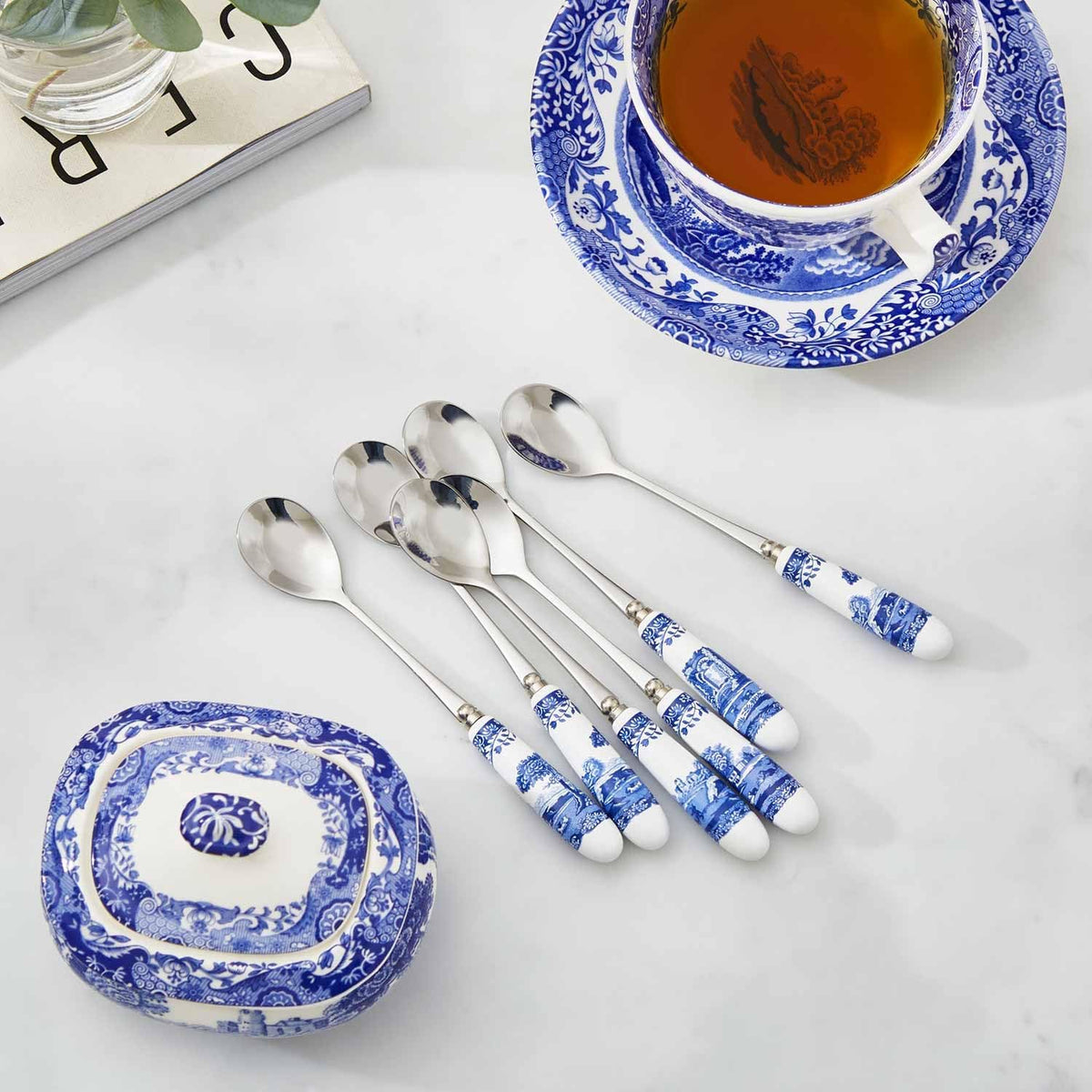 Spode Blue Italian Teaspoons, Set of 6