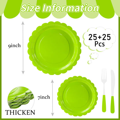 White Scalloped Paper Plates, Royal Blue Trim, 50 Pack