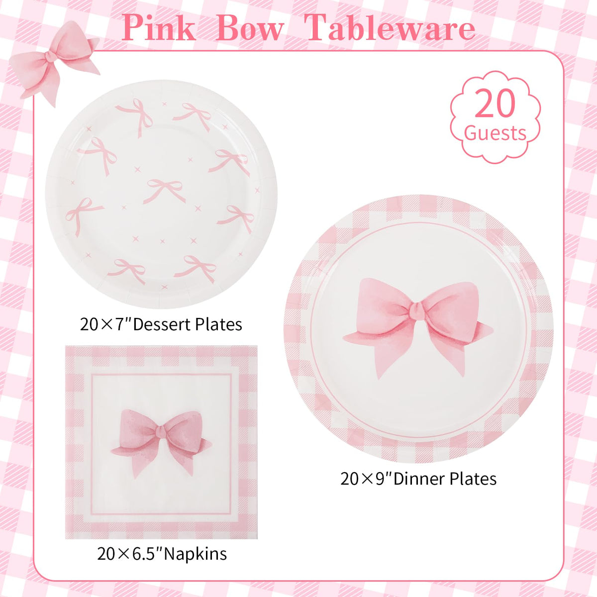 Blue and White Floral Paper Plates and Napkins, Serves 20