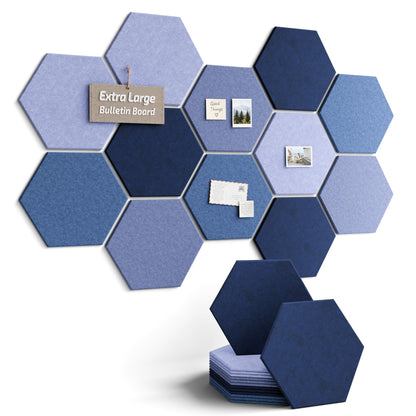Blue Hexagon Felt Pin Board Tiles, 12 Pack