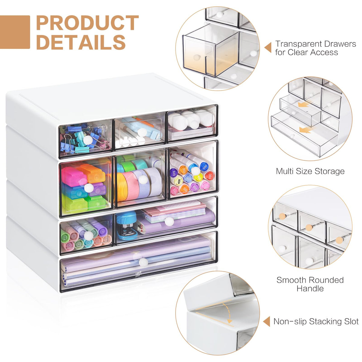 Blue 9-Drawer Desktop Storage Organizer