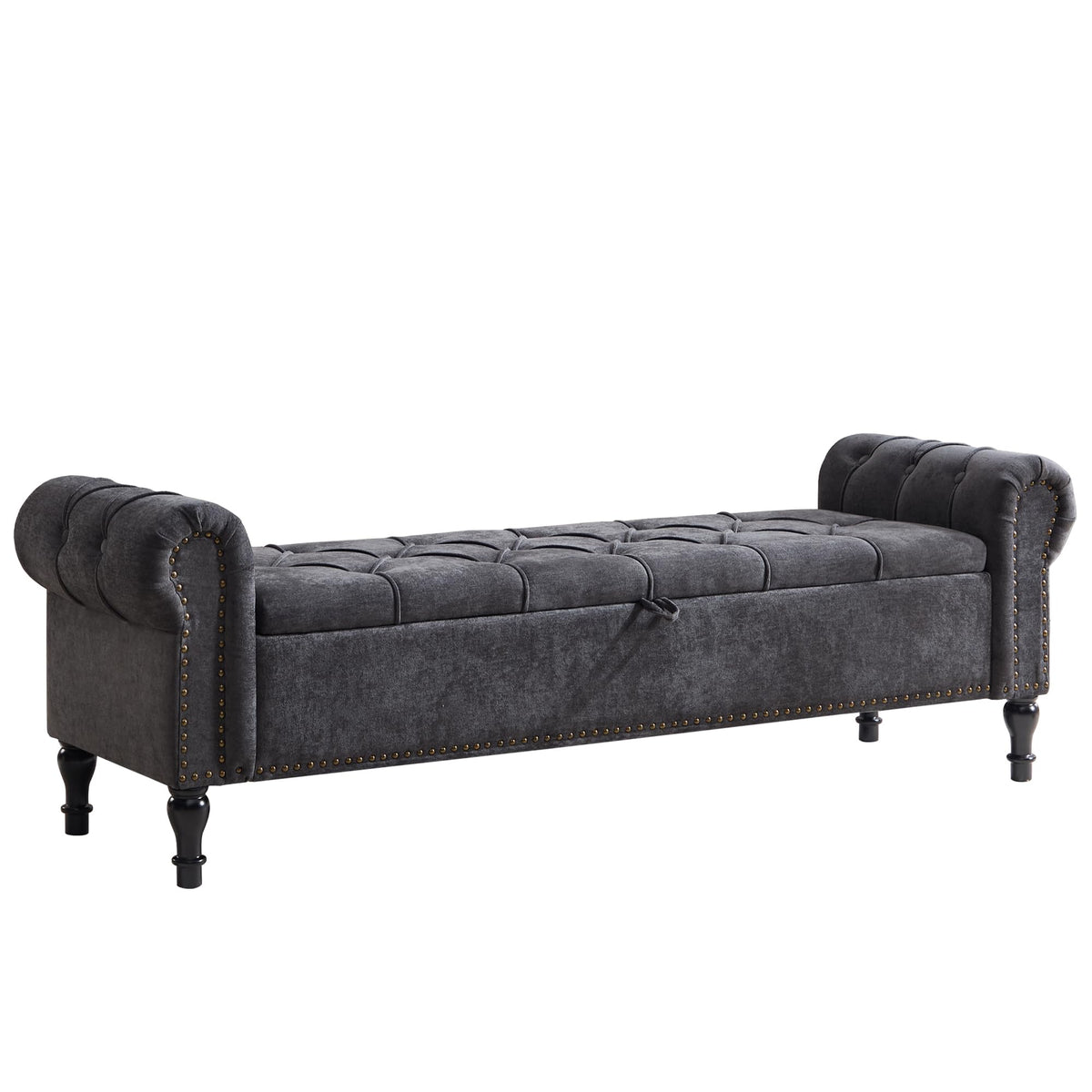 Navy Velvet Tufted Storage Bench