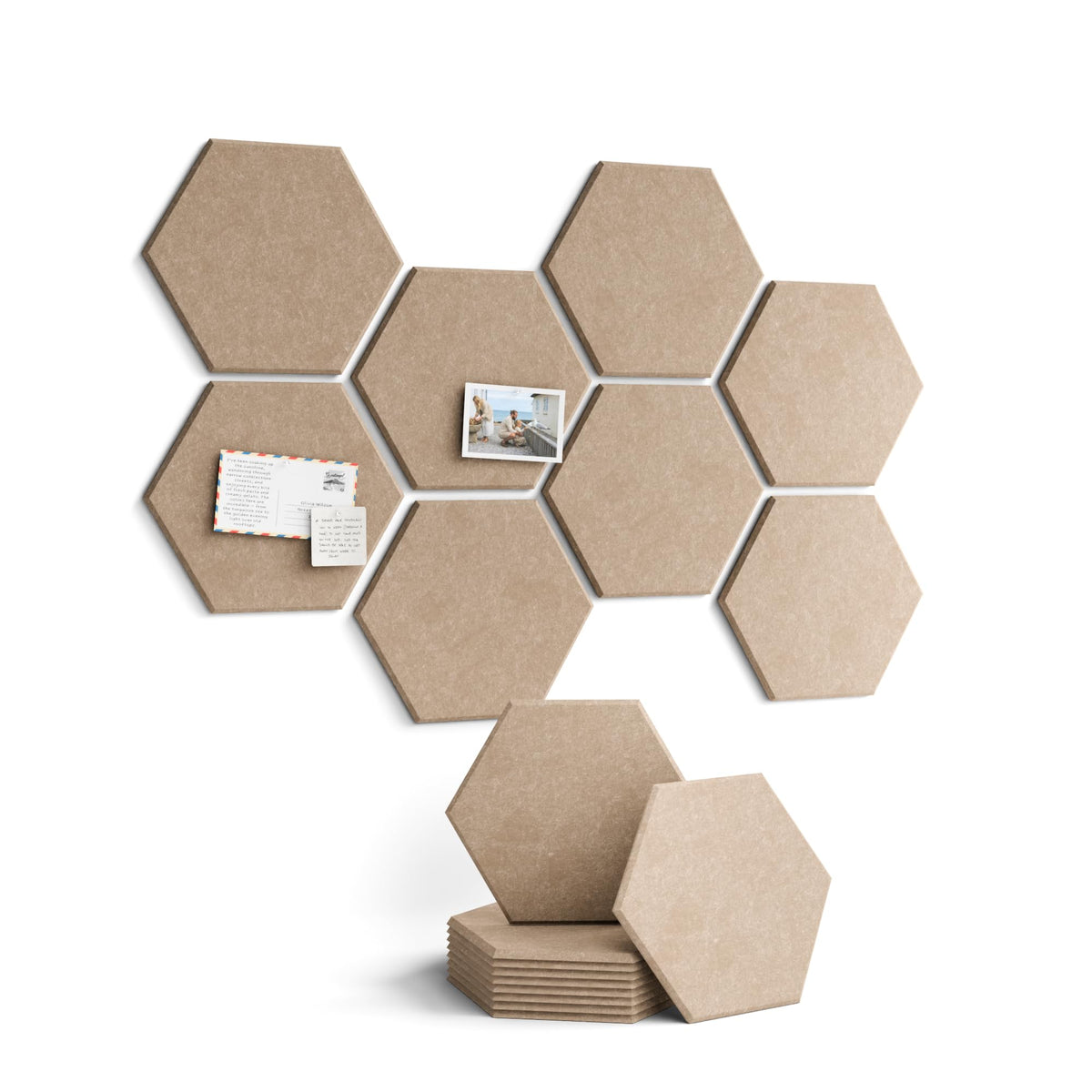Blue Hexagon Felt Pin Board Tiles, 12 Pack