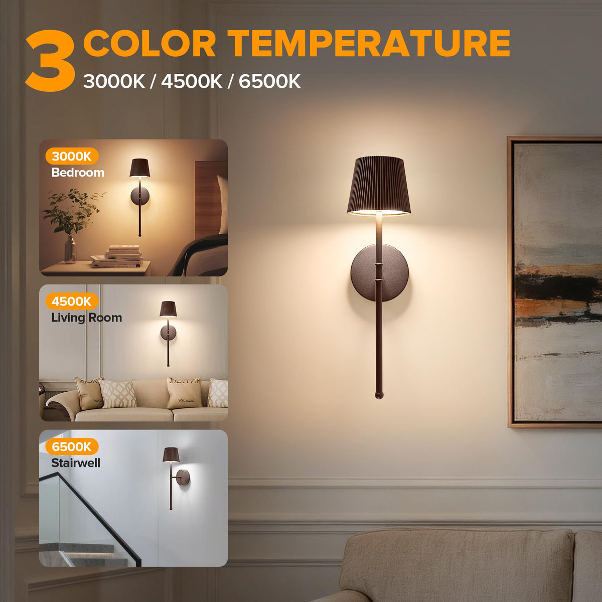 Blue Cordless Rechargeable Wall Sconces, Set of 2