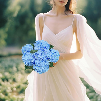 Blue Hydrangea Faux Flowers, 6 Stems