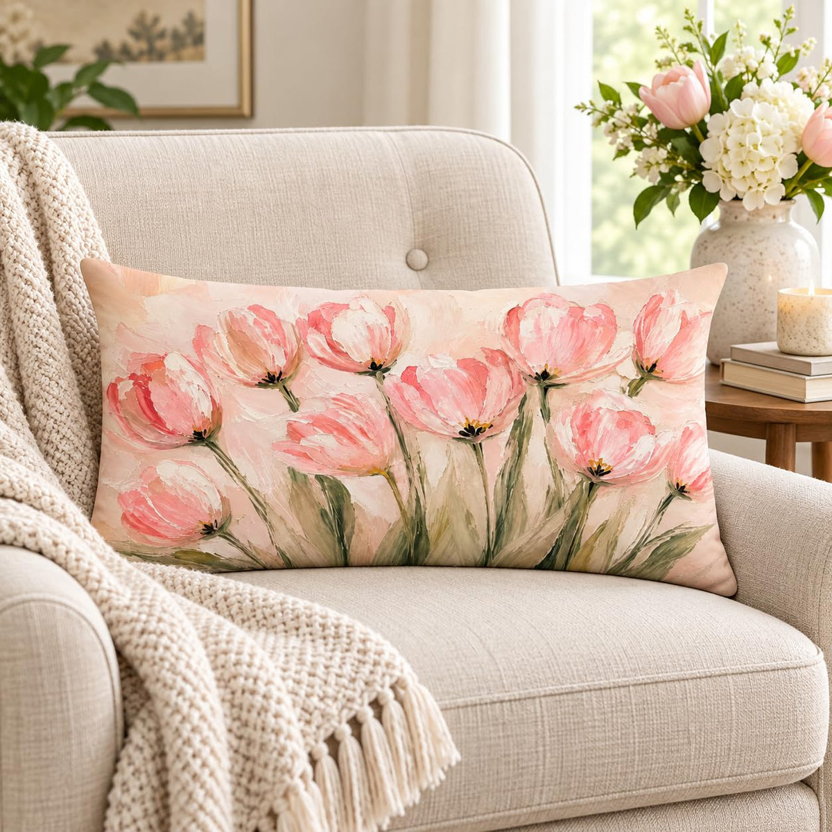 Blue Chinoiserie Bird and Peony Pillow Cover, 18x18