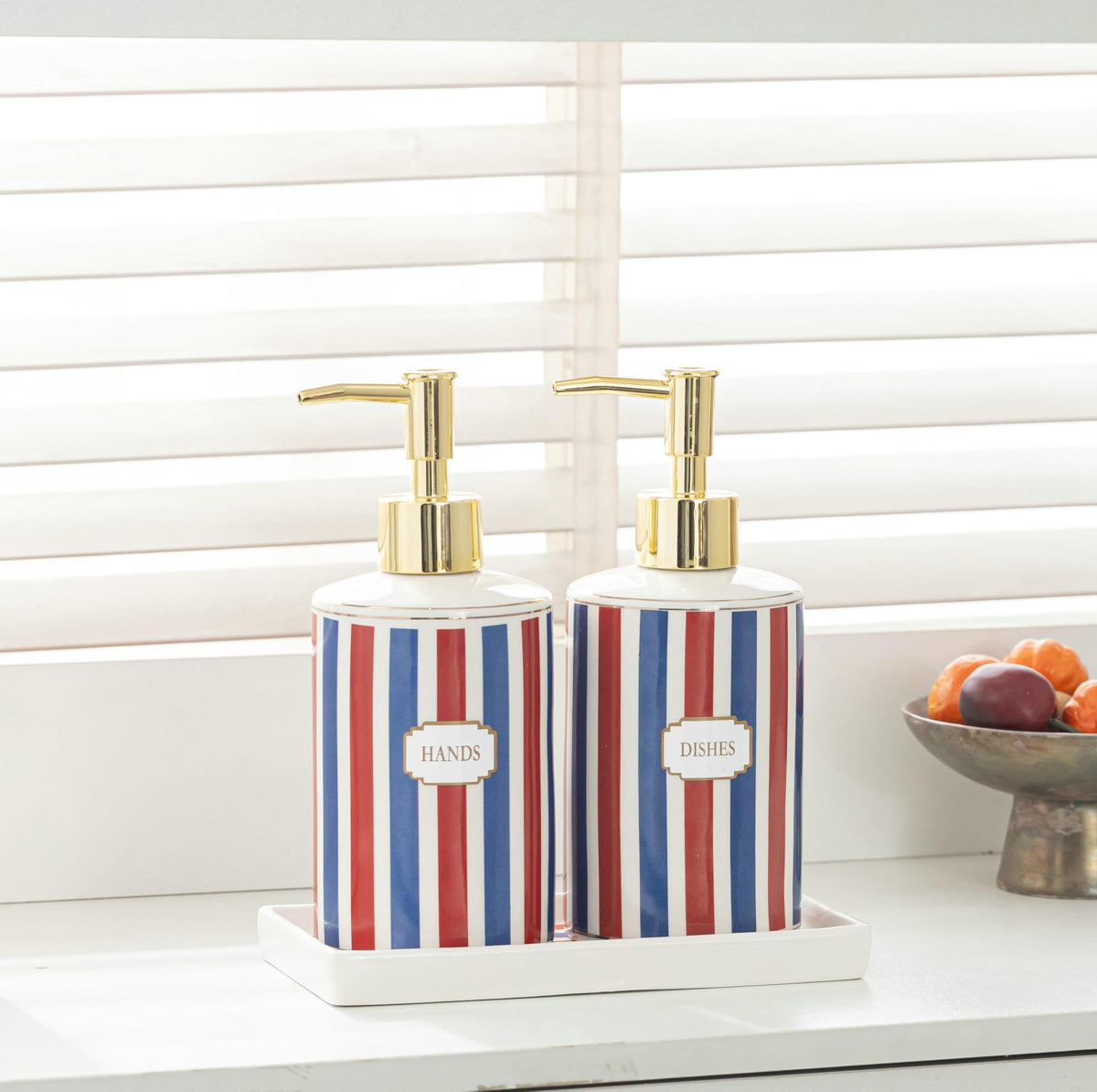 Blue and White Chinoiserie Bathroom Set, 4 Pieces