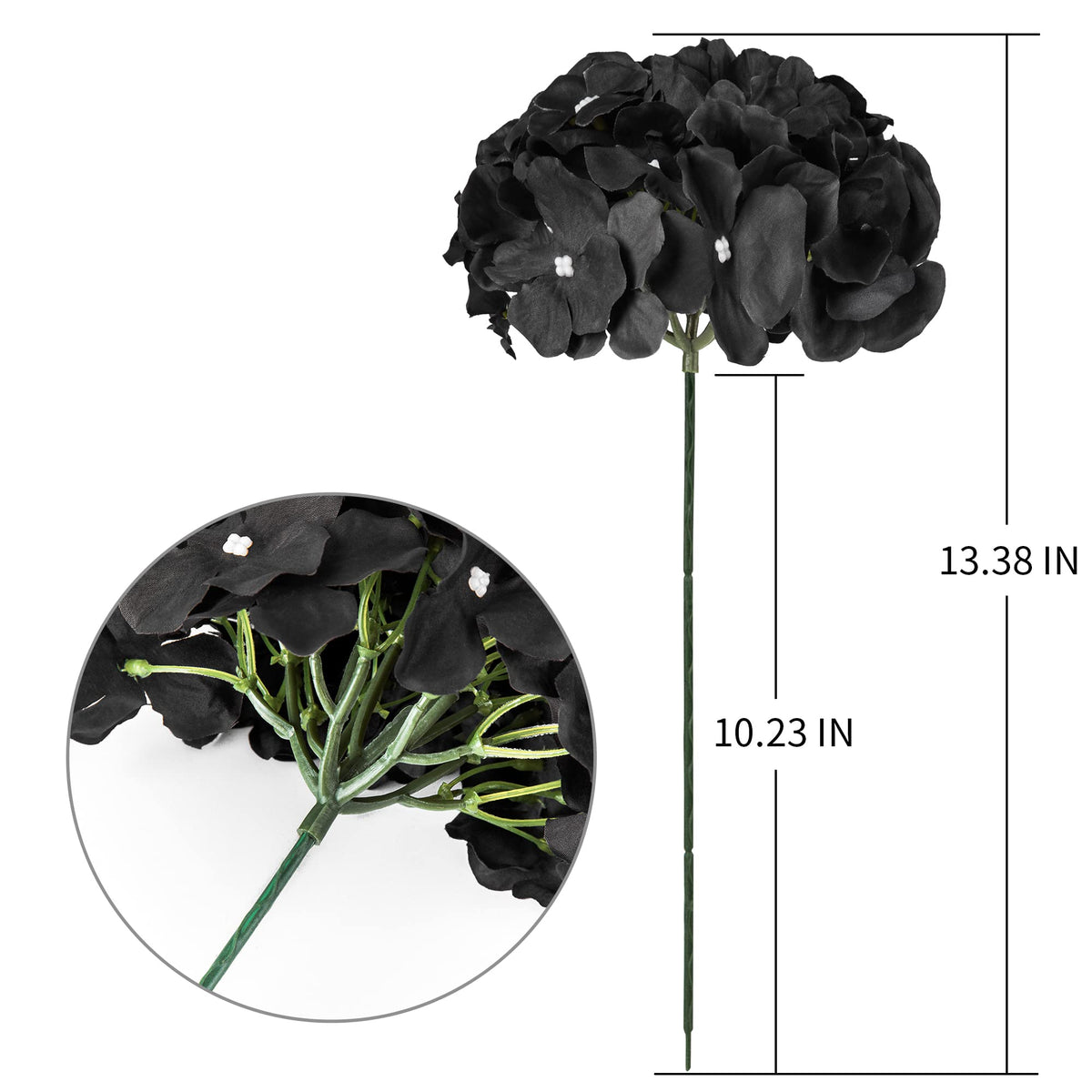 Silk Hydrangea Heads with Stems, Pack of 10