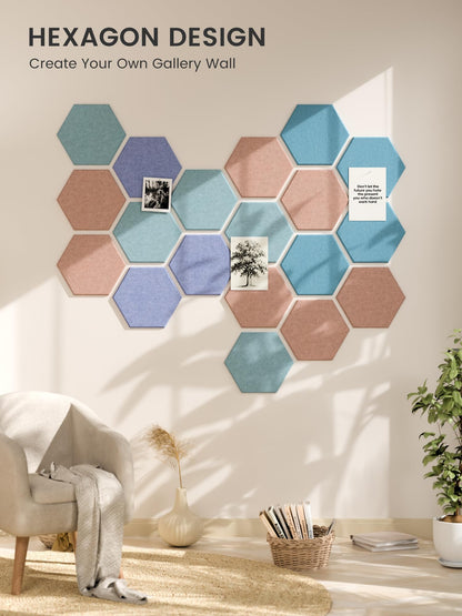 Blue Hexagon Felt Pin Board Tiles, 12 Pack