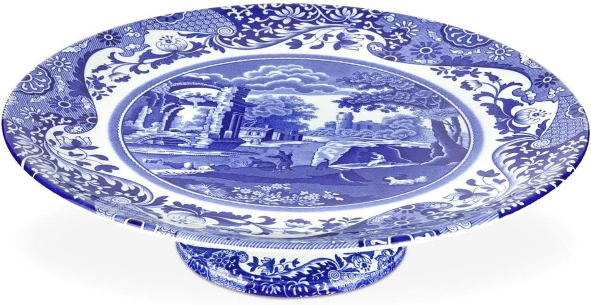 Spode Blue Italian Footed Cake Plate, 10.5 in