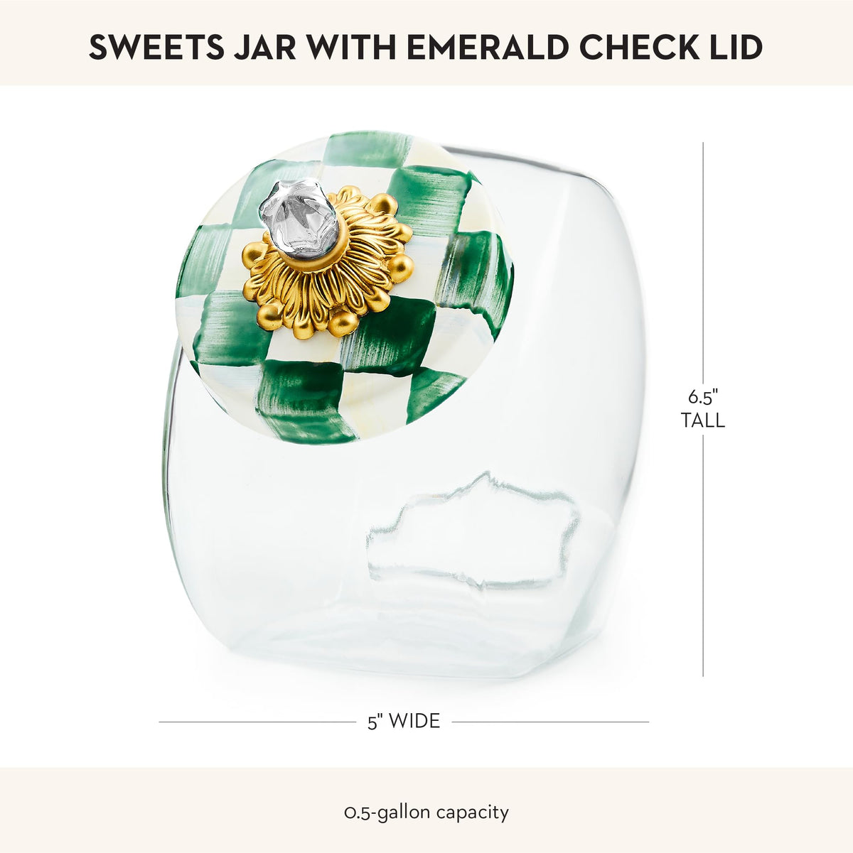 MacKenzie-Childs Glass Sweets Jar, Royal Check