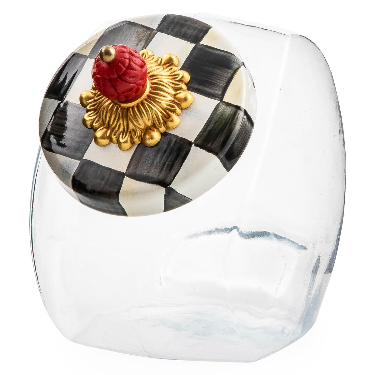 MacKenzie-Childs Glass Sweets Jar, Royal Check