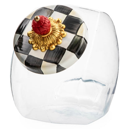 MacKenzie-Childs Glass Sweets Jar, Royal Check