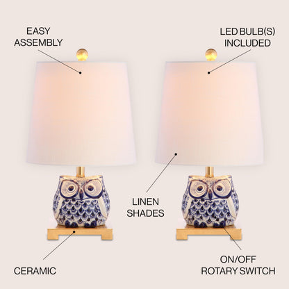 Justina Owl Mini Table Lamp, Ceramic