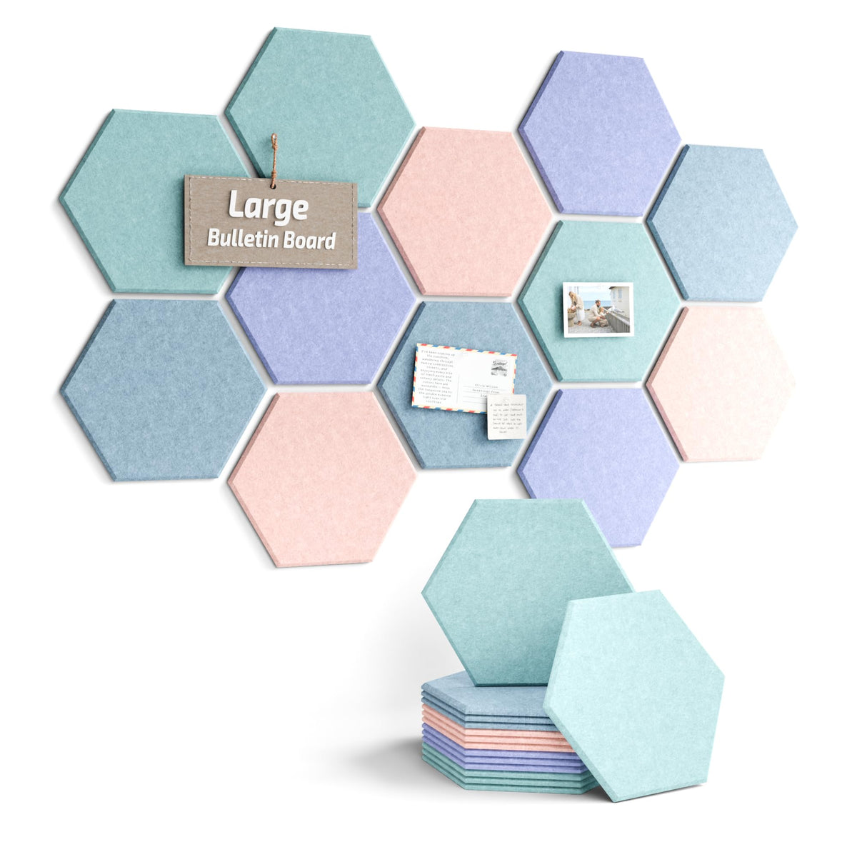 Blue Hexagon Felt Pin Board Tiles, 12 Pack